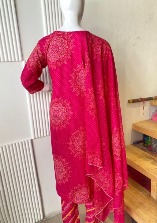 Elegant Printed Mal Mal Cotton Kurti Set