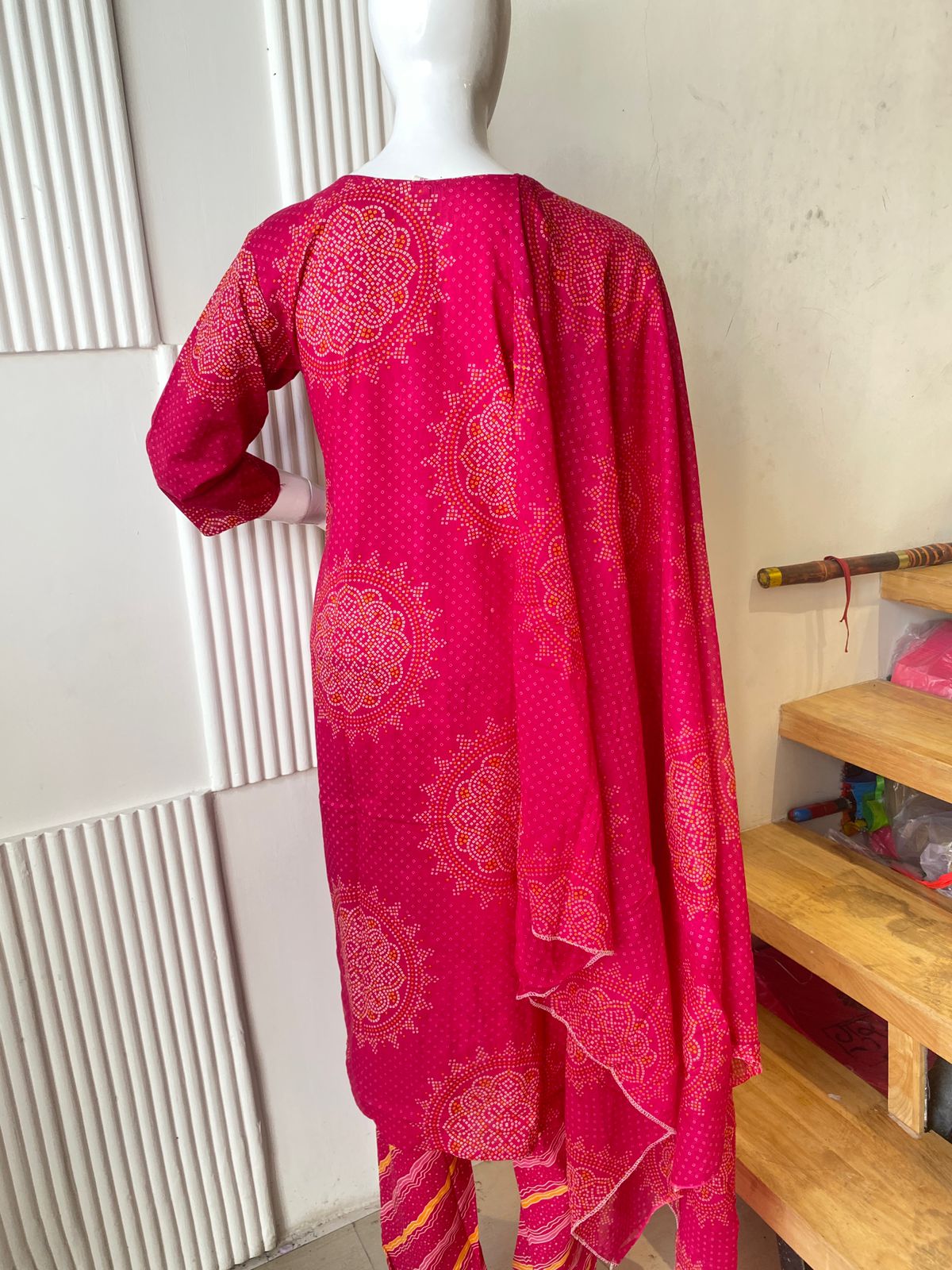 Elegant Printed Mal Mal Cotton Kurti Set