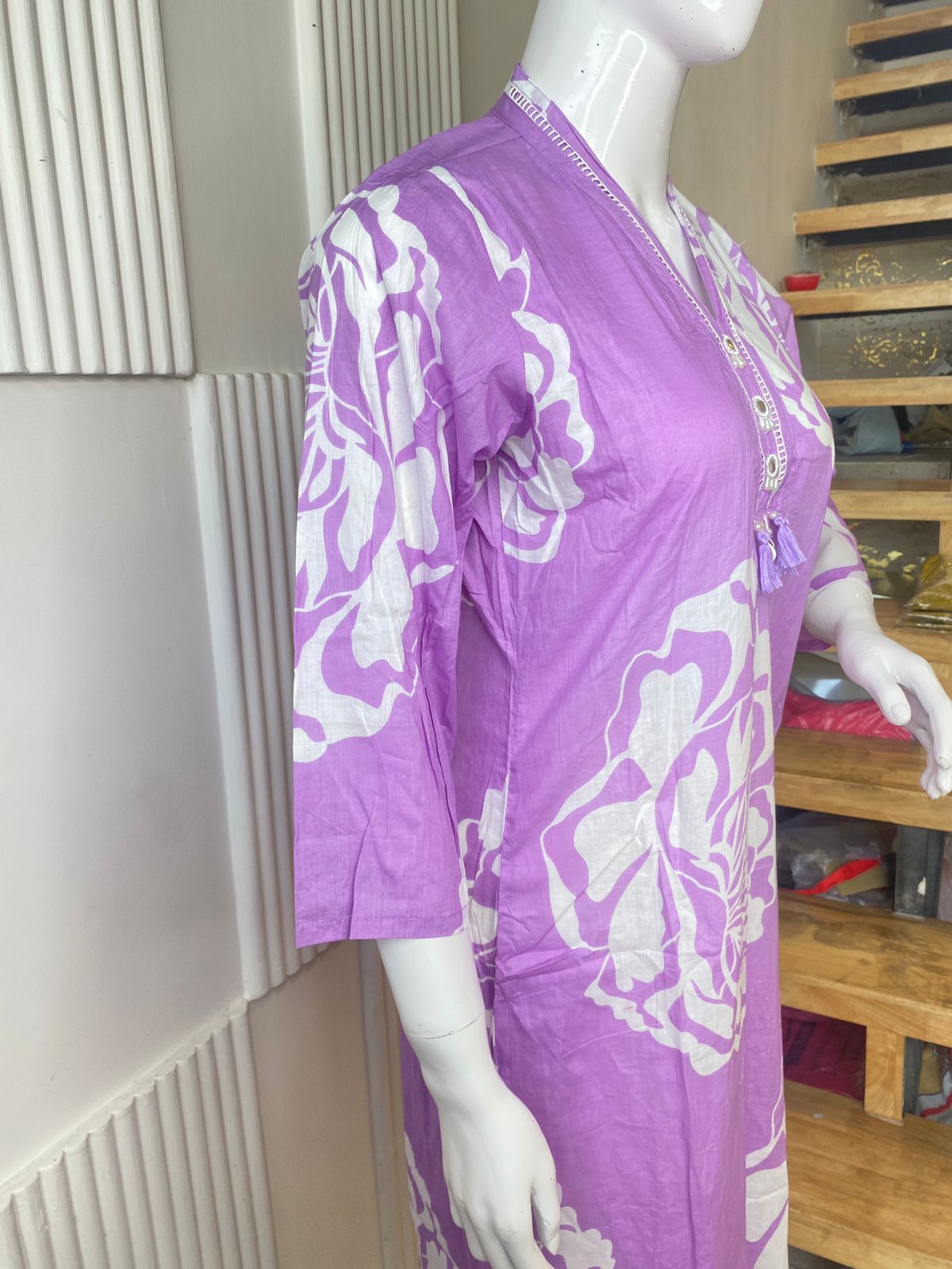 Lavender Bloom Floral Print Kurti Set - Image 4