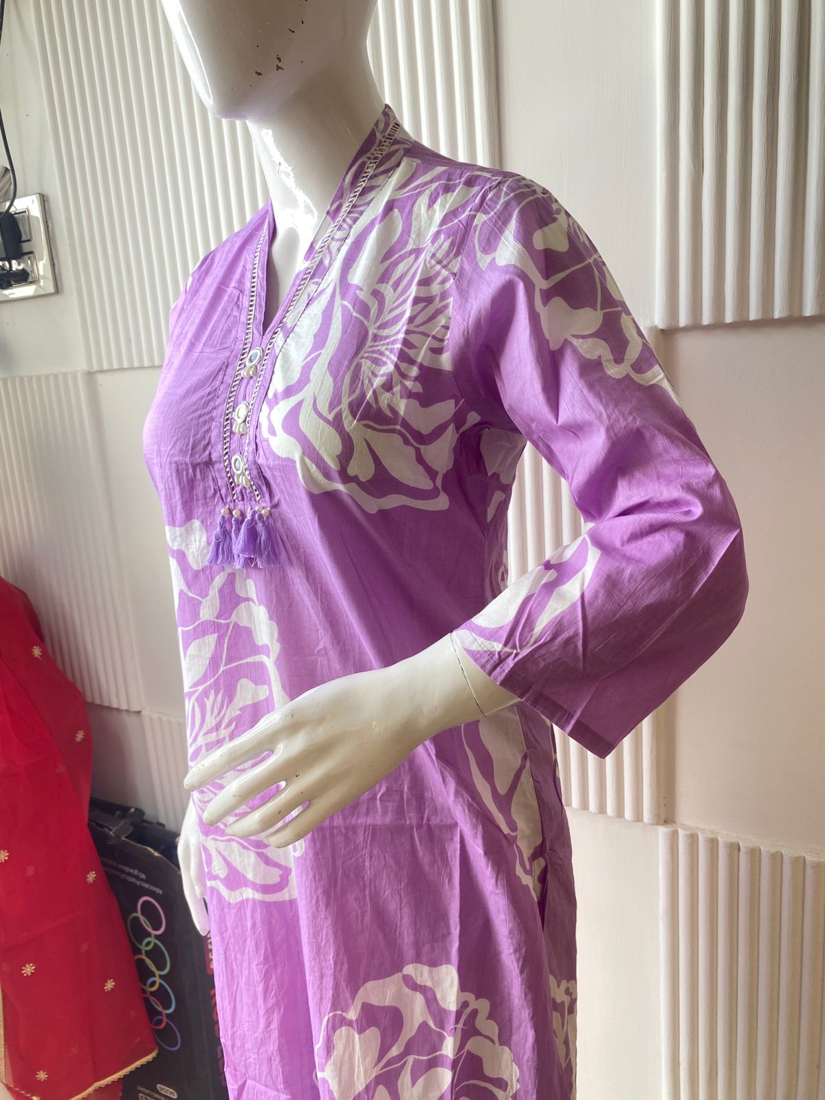 Lavender Bloom Floral Print Kurti Set - Image 5