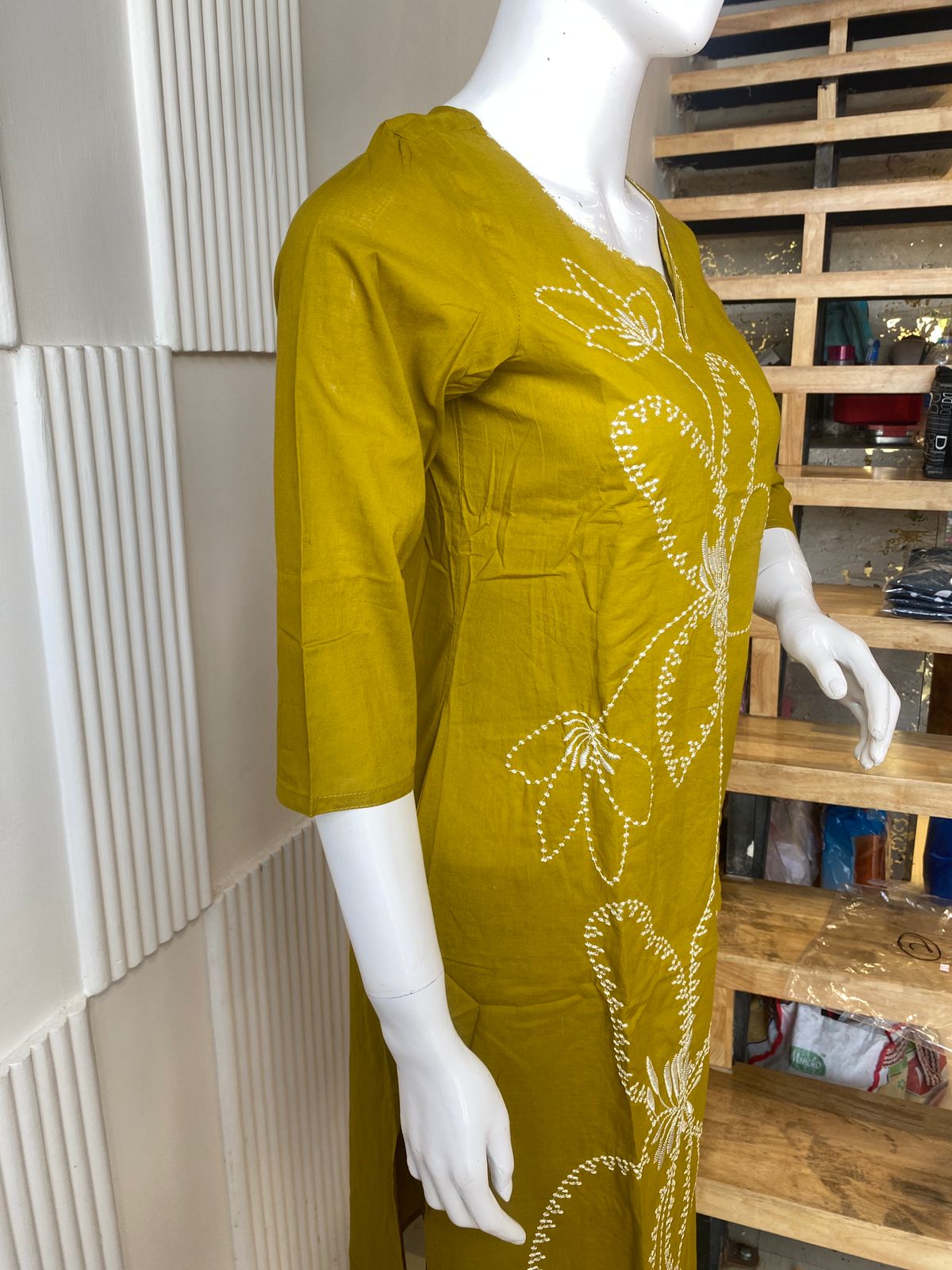 Olive Bloom Floral Print Kurti Set - Image 6