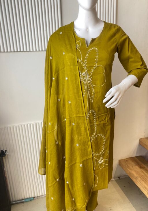 Olive Bloom Floral Print Kurti Set