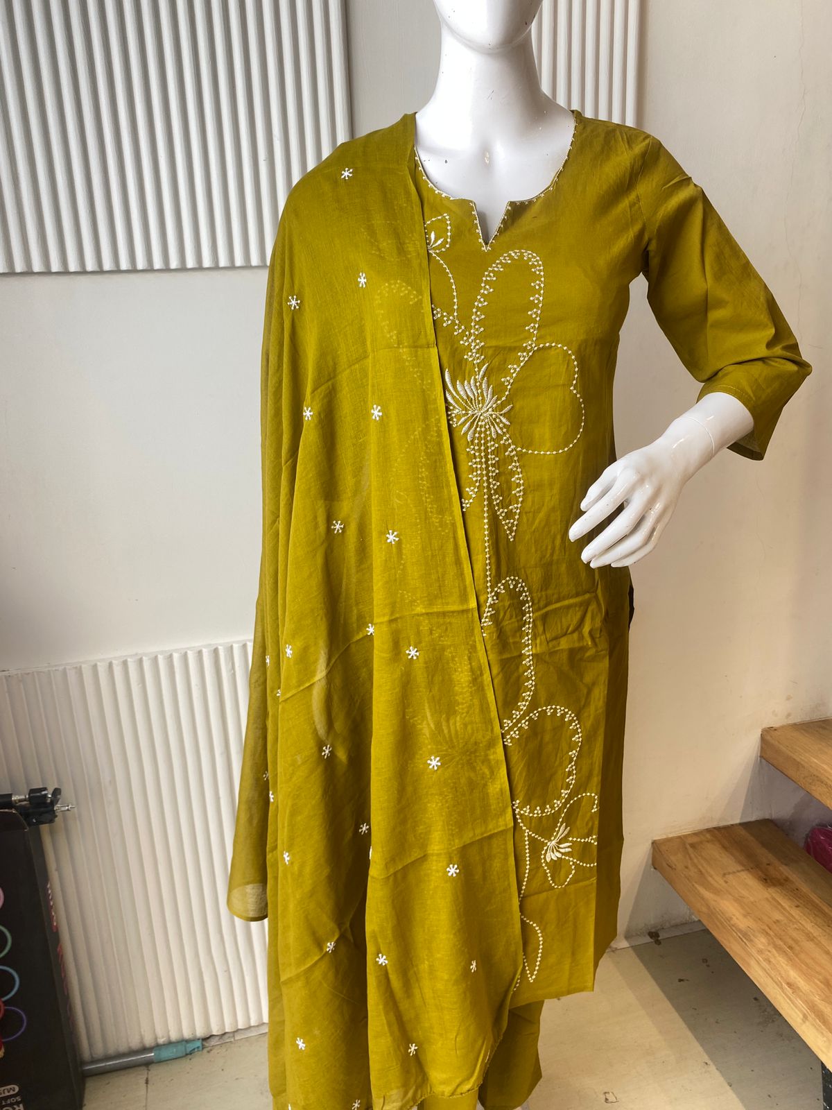 Olive Bloom Floral Print Kurti Set