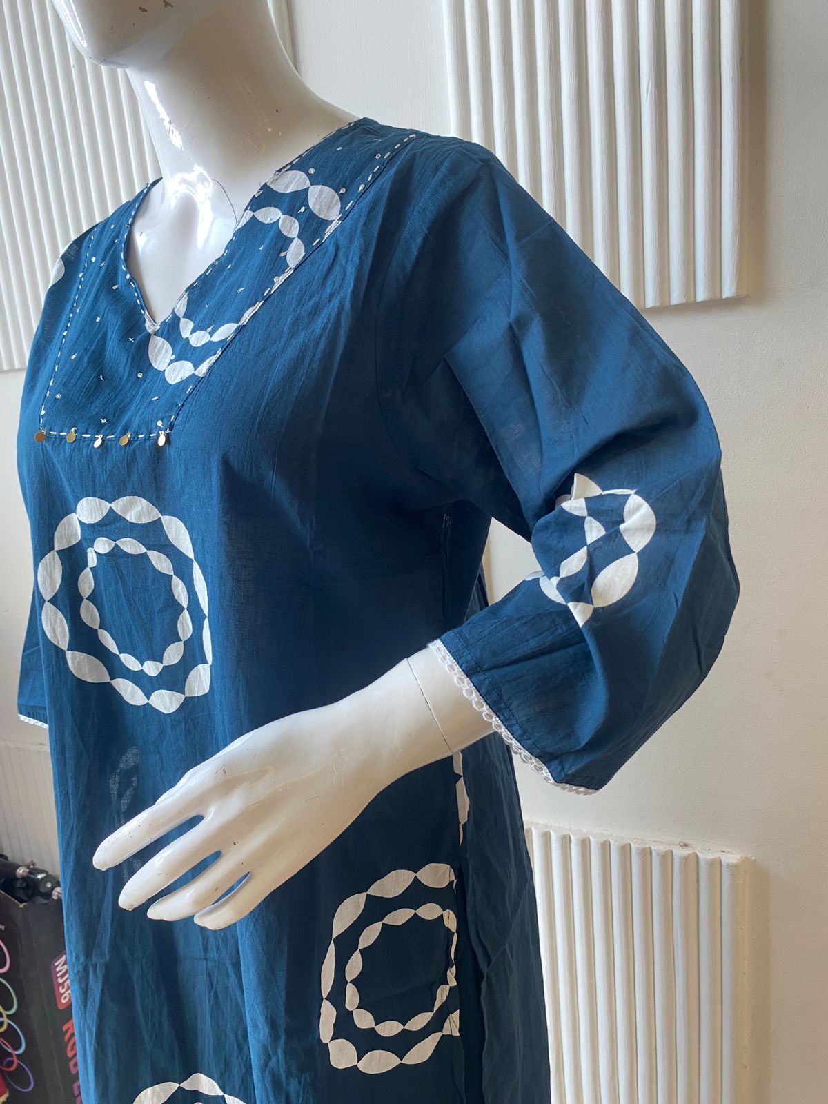 Indigo Circle Print Kurti Set - Image 2