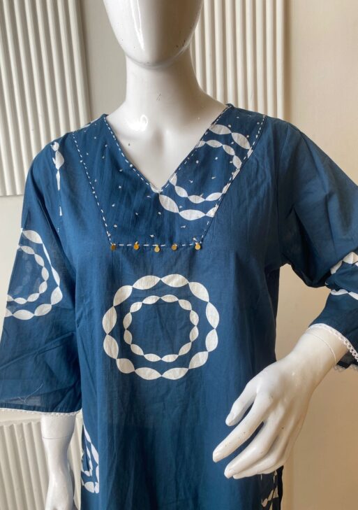 Indigo Circle Print Kurti Set