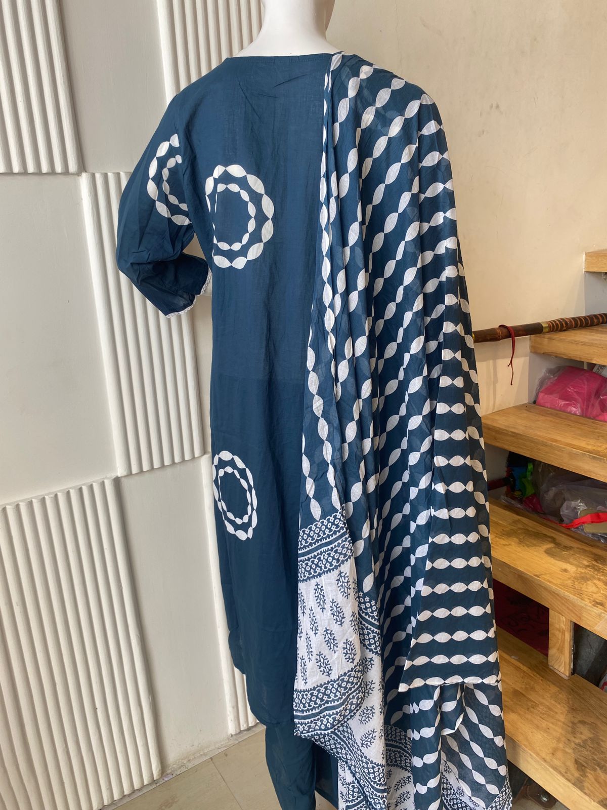 Indigo Circle Print Kurti Set - Image 5