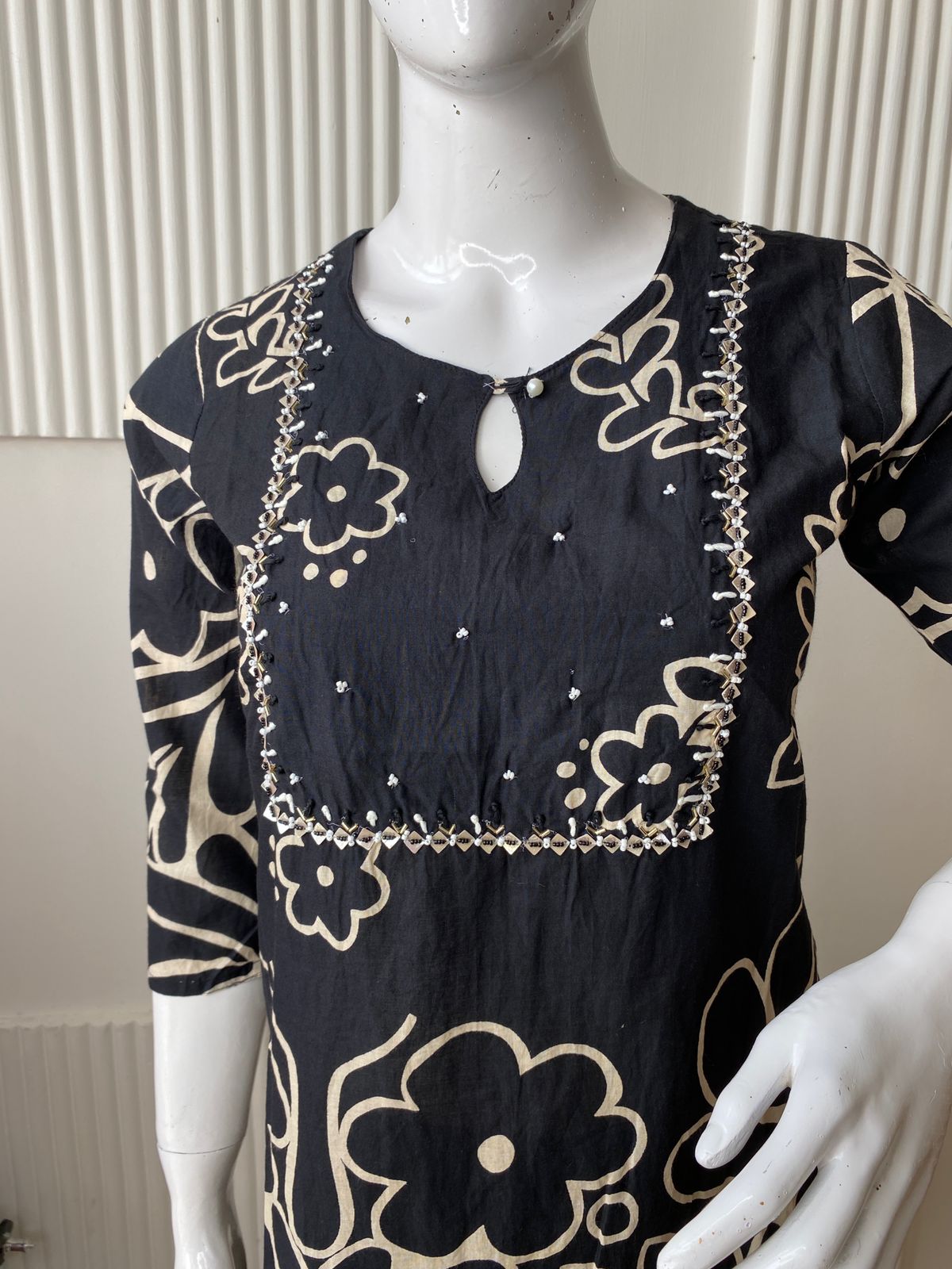 Black Floral Print Kurti Set - Image 2