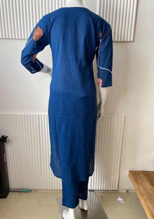 Blue Floral Embroidered Kurti Set