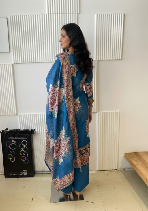 Pure Crepe Kurta Pant Dupatta Set