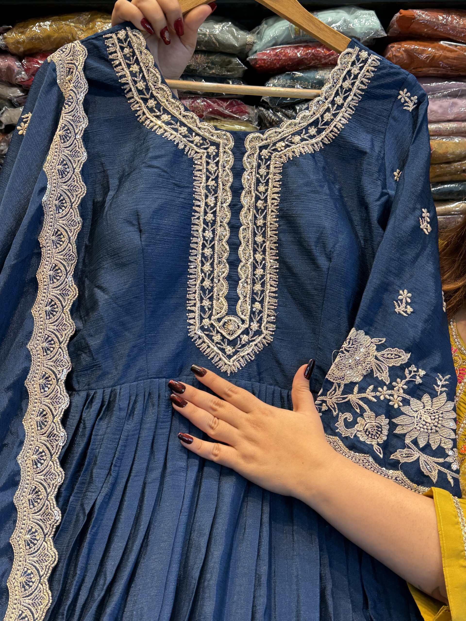 Anarkali Gown With Beautiful Border And Fully Embroidered Duppata