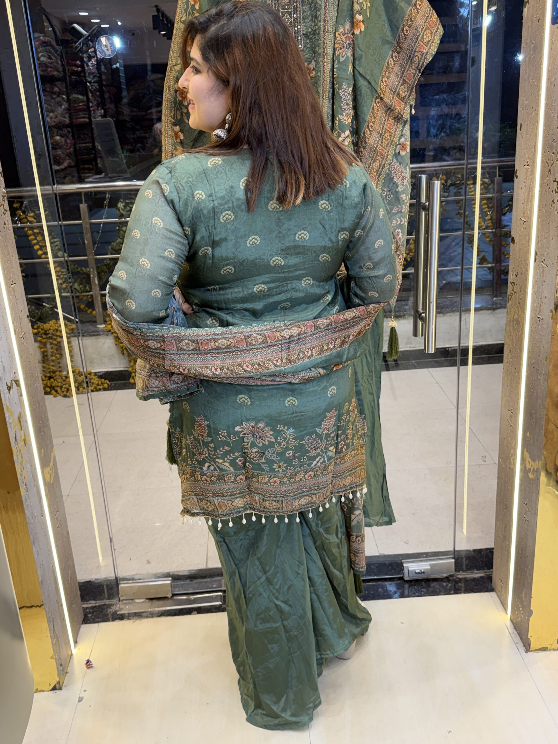 Pure Crap Fish-Cut Devider 3 Pice Kurti Set With Paints & Dupatta (23) - Image 3