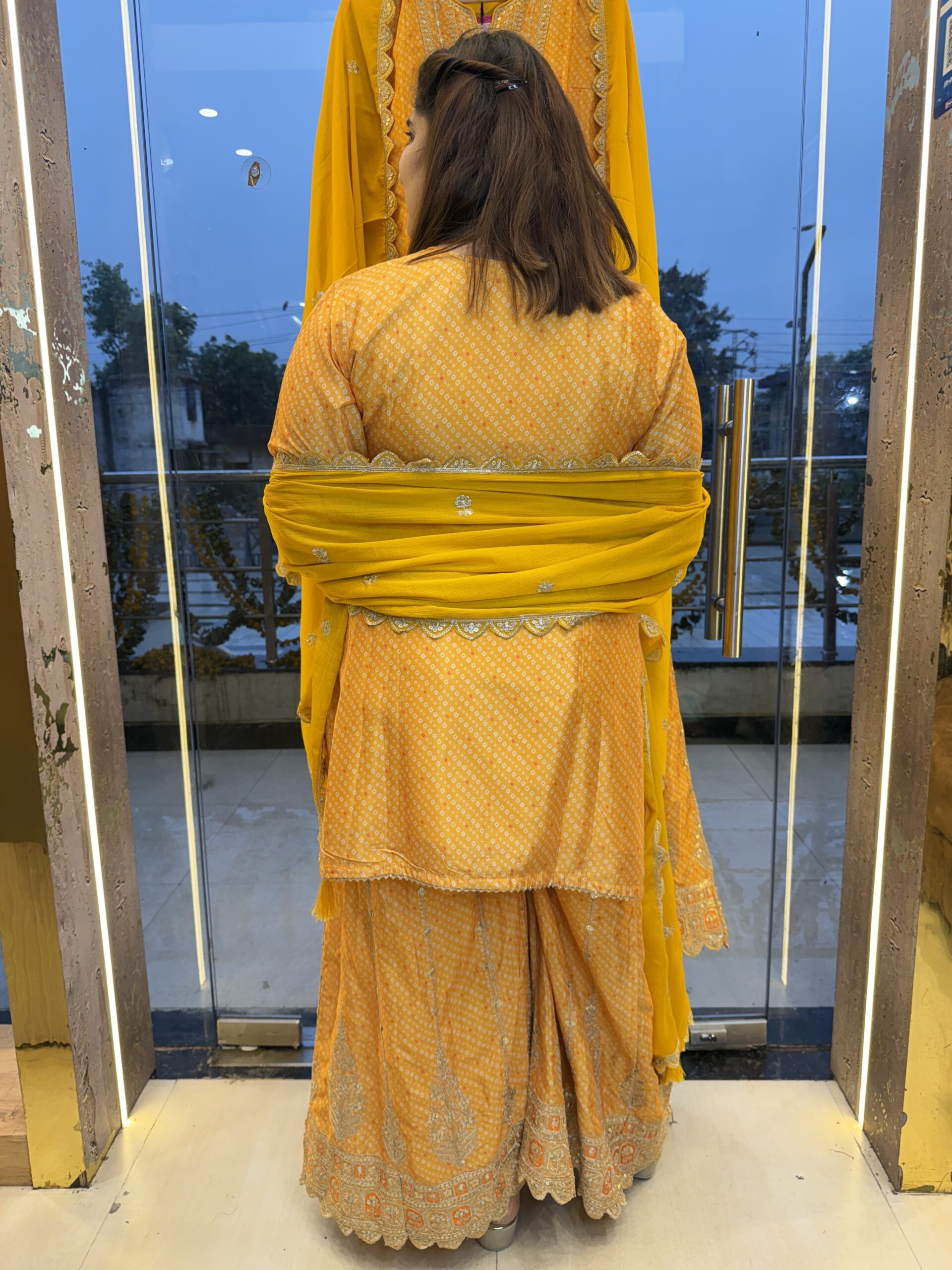 Girls Ethnical Wear Pure Silk Yellow Kurti Set with Dupatta - Image 3