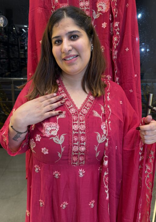 Pure Mul-Mul Cottan Anarkali Kurta Set For Women