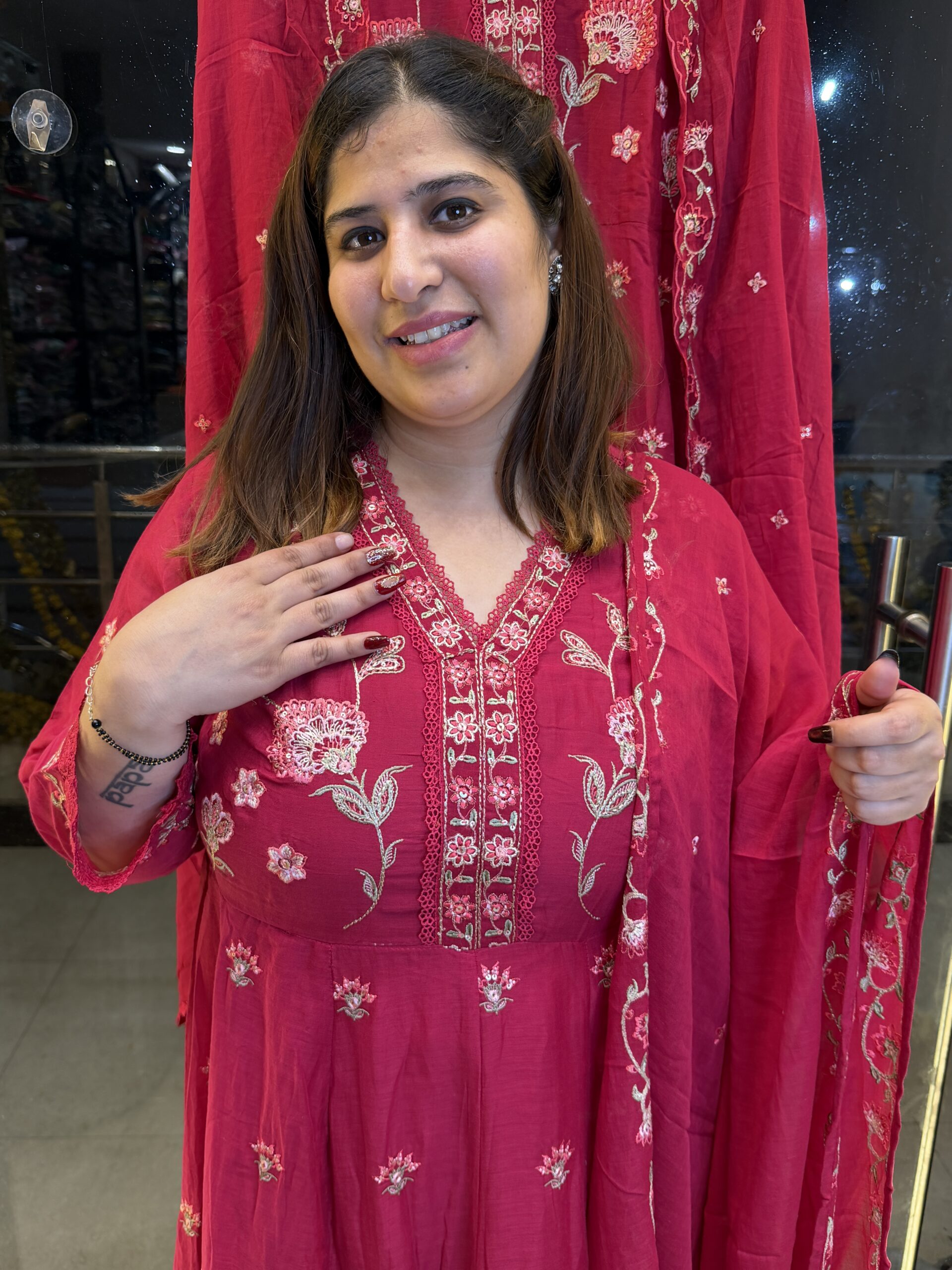 Pure Mul-Mul Cottan Anarkali Kurta Set For Women