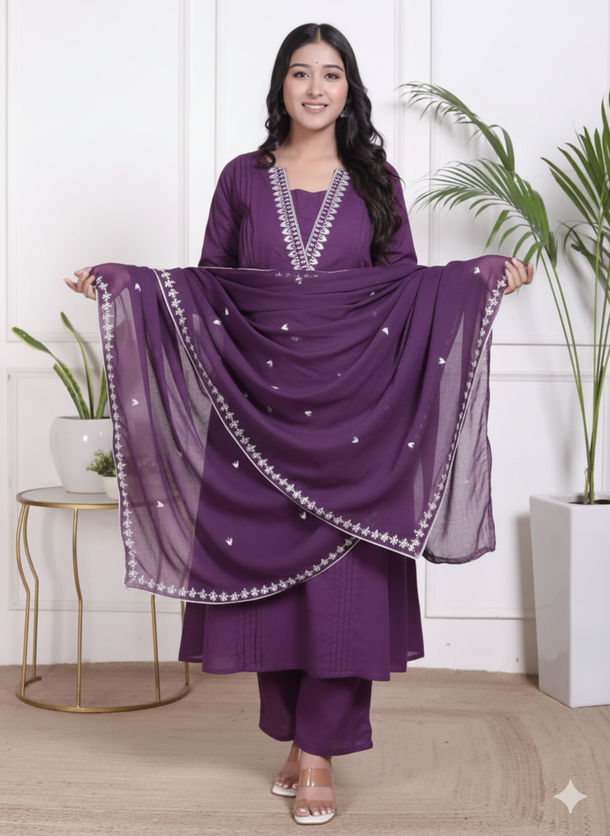 Pure Cotton Kurti Paints Set 3Piece (78) - Image 1