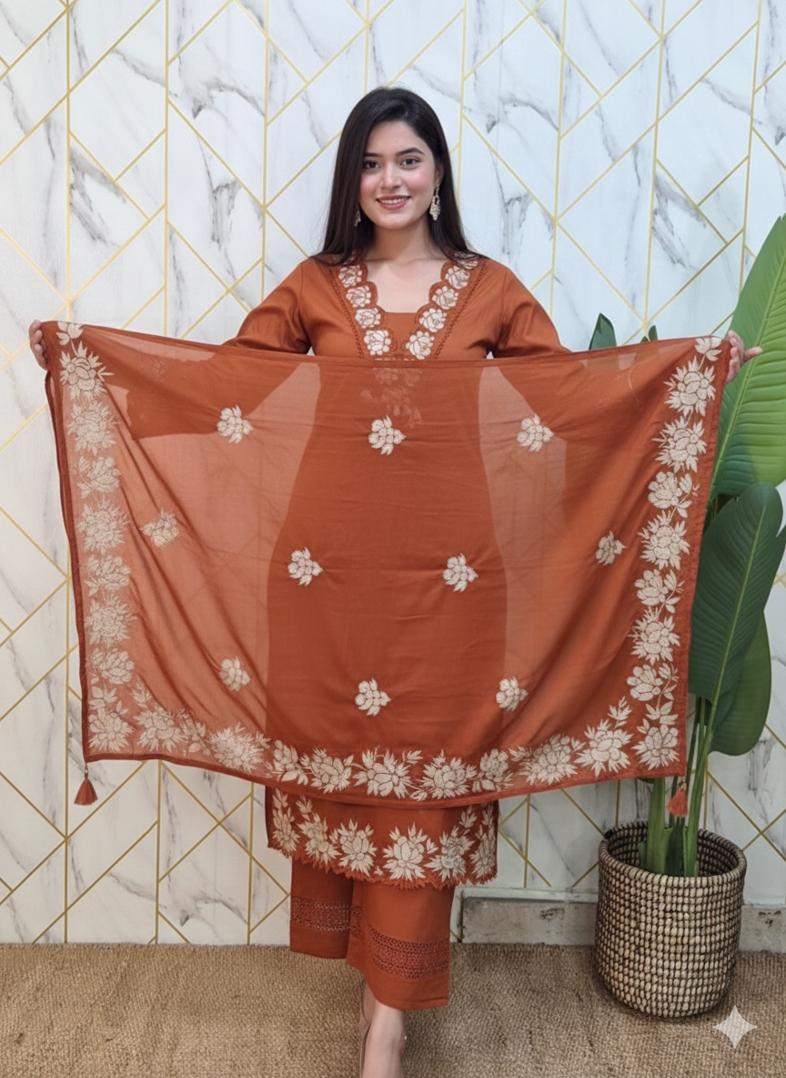 Pure Cotton Kurti Paints Set 3Piece (77) - Image 1