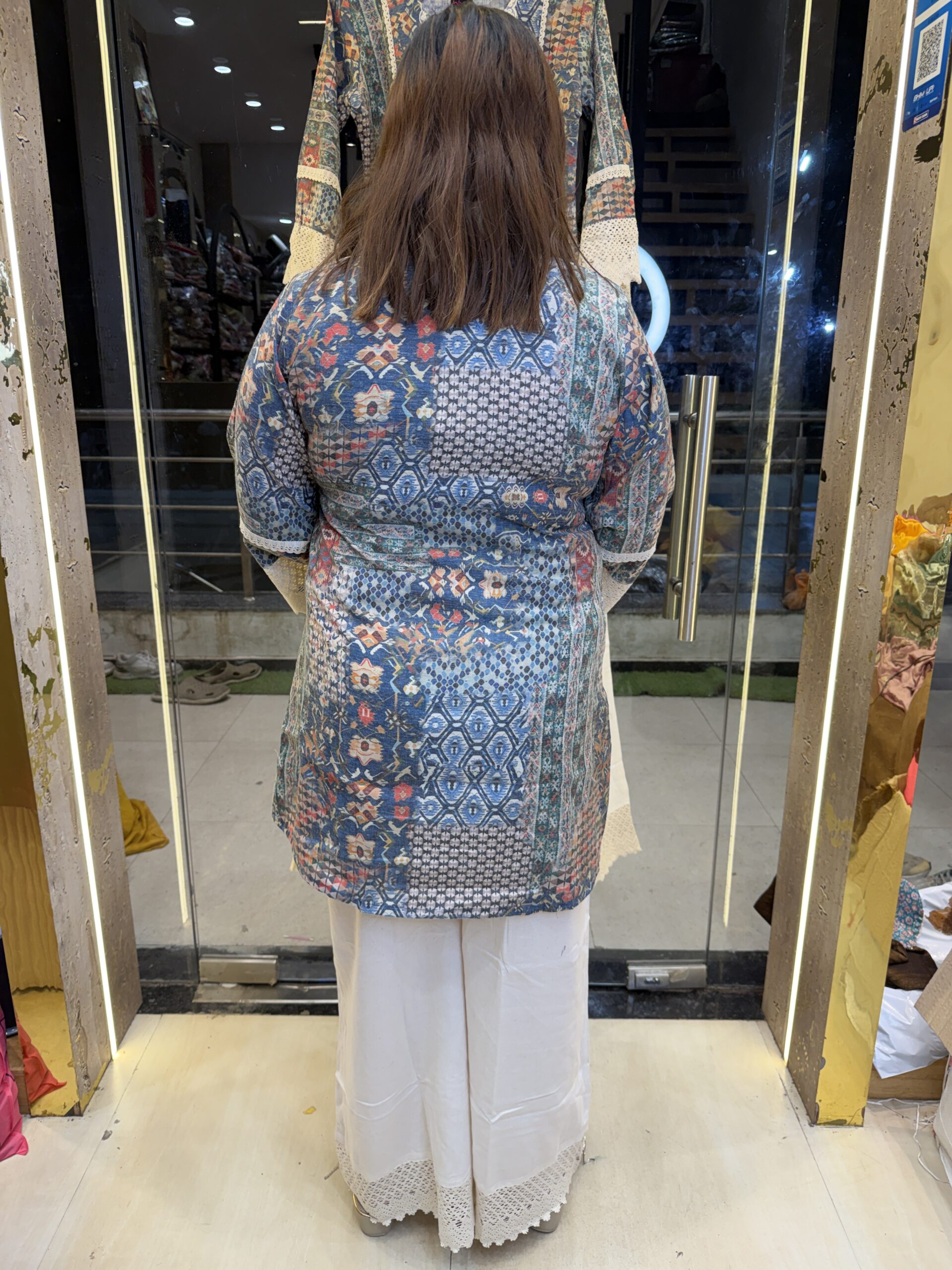 Blue Colour Pure Cottan Printed Kurta Plazo set (40) - Image 3