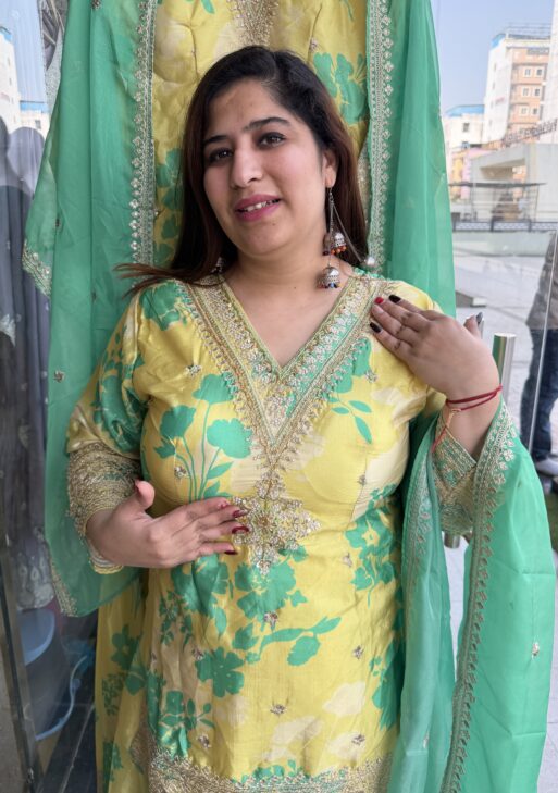 Lemon Yellow Colour Pure Chinoon Heavy Party Wear Suit With Digital Print (43)