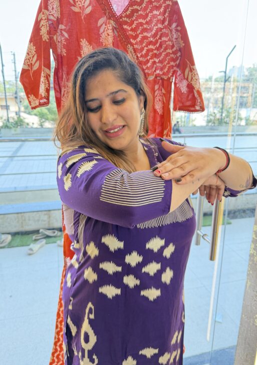 Pure Cotton Beautifull Purple Printed Kurti Paints Set 2Piece (48)