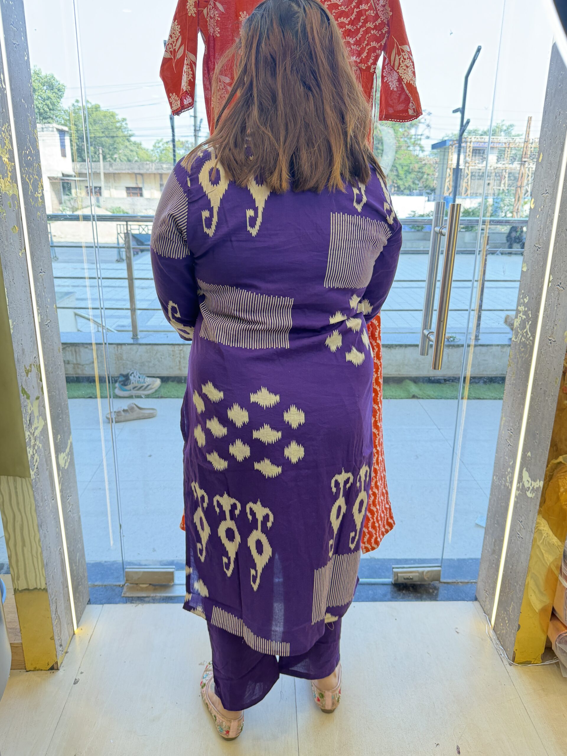 Pure Cotton Beautifull Purple Printed Kurti Paints Set 2Piece (48) - Image 3