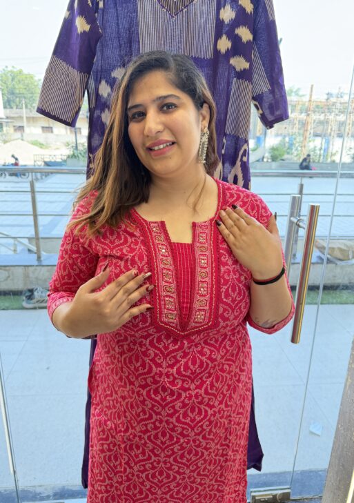 Pure Cotton Beautifull Rani Pink Colour Printed Kurti Paints Set 2Piece (49)