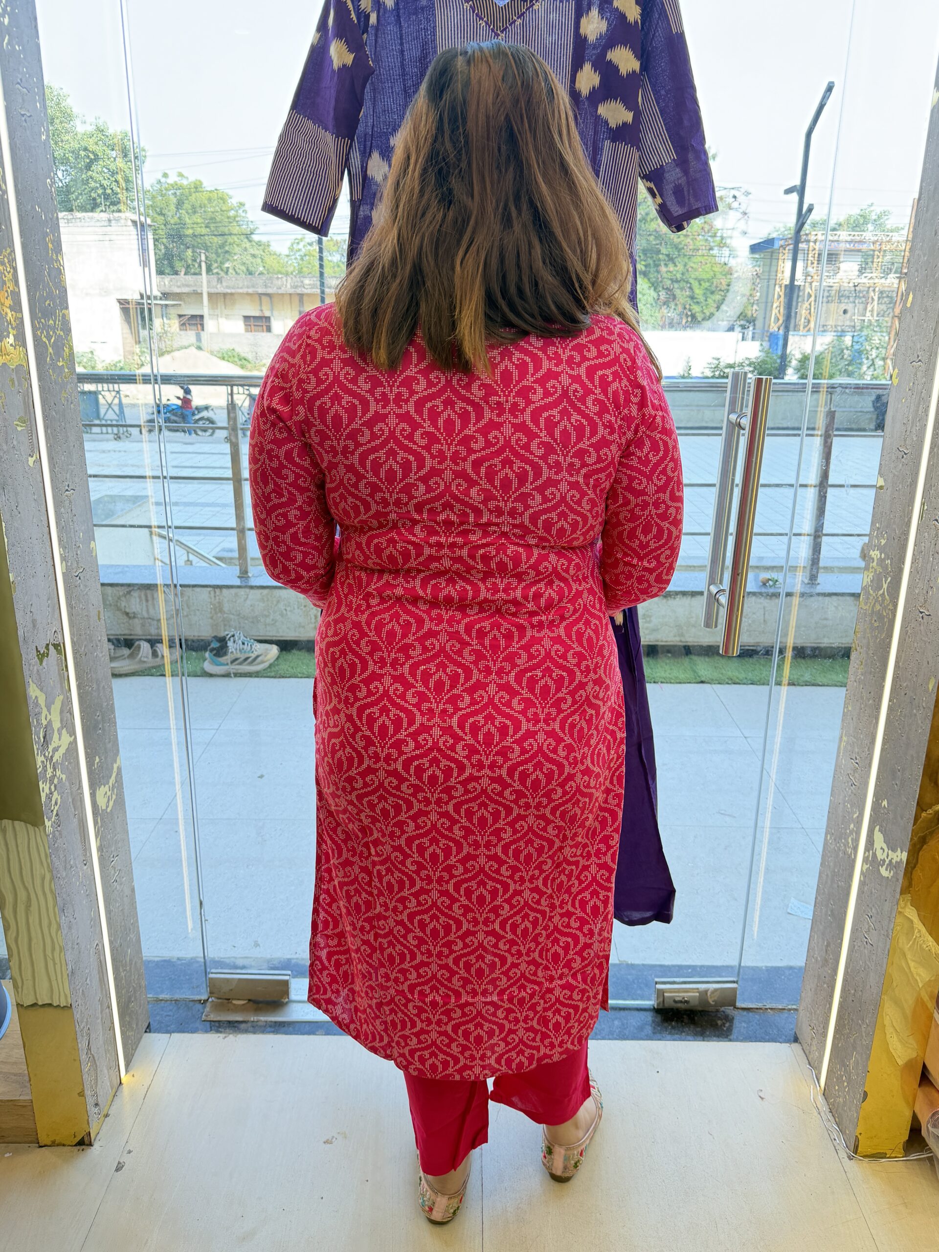 Pure Cotton Beautifull Rani Pink Colour Printed Kurti Paints Set 2Piece (49) - Image 3