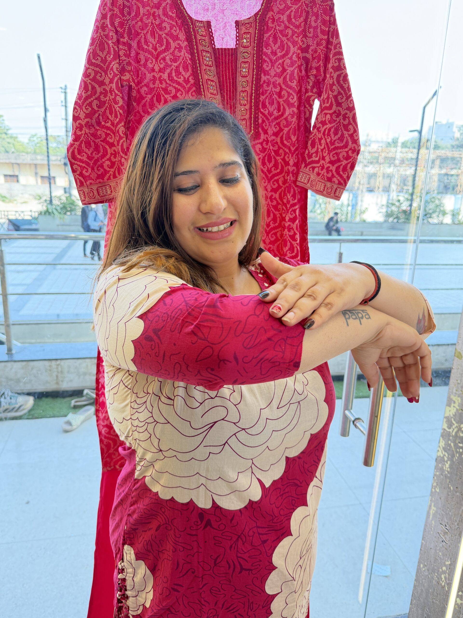 Pure Cotton Beautifull Rani Pink Colour Printed Kurti Paints Set 2Piece (50) - Image 3