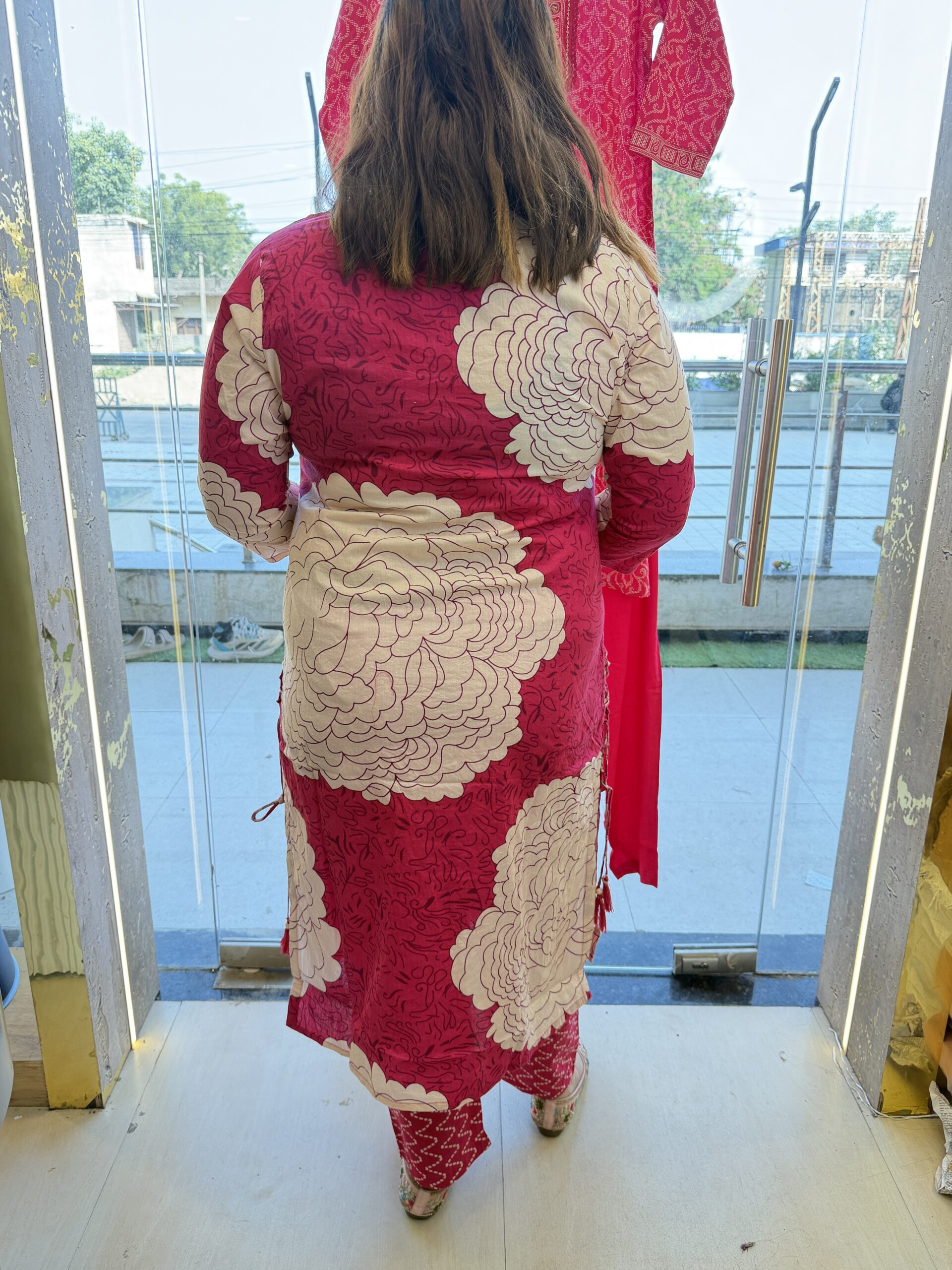 Pure Cotton Beautifull Rani Pink Colour Printed Kurti Paints Set 2Piece (50) - Image 4