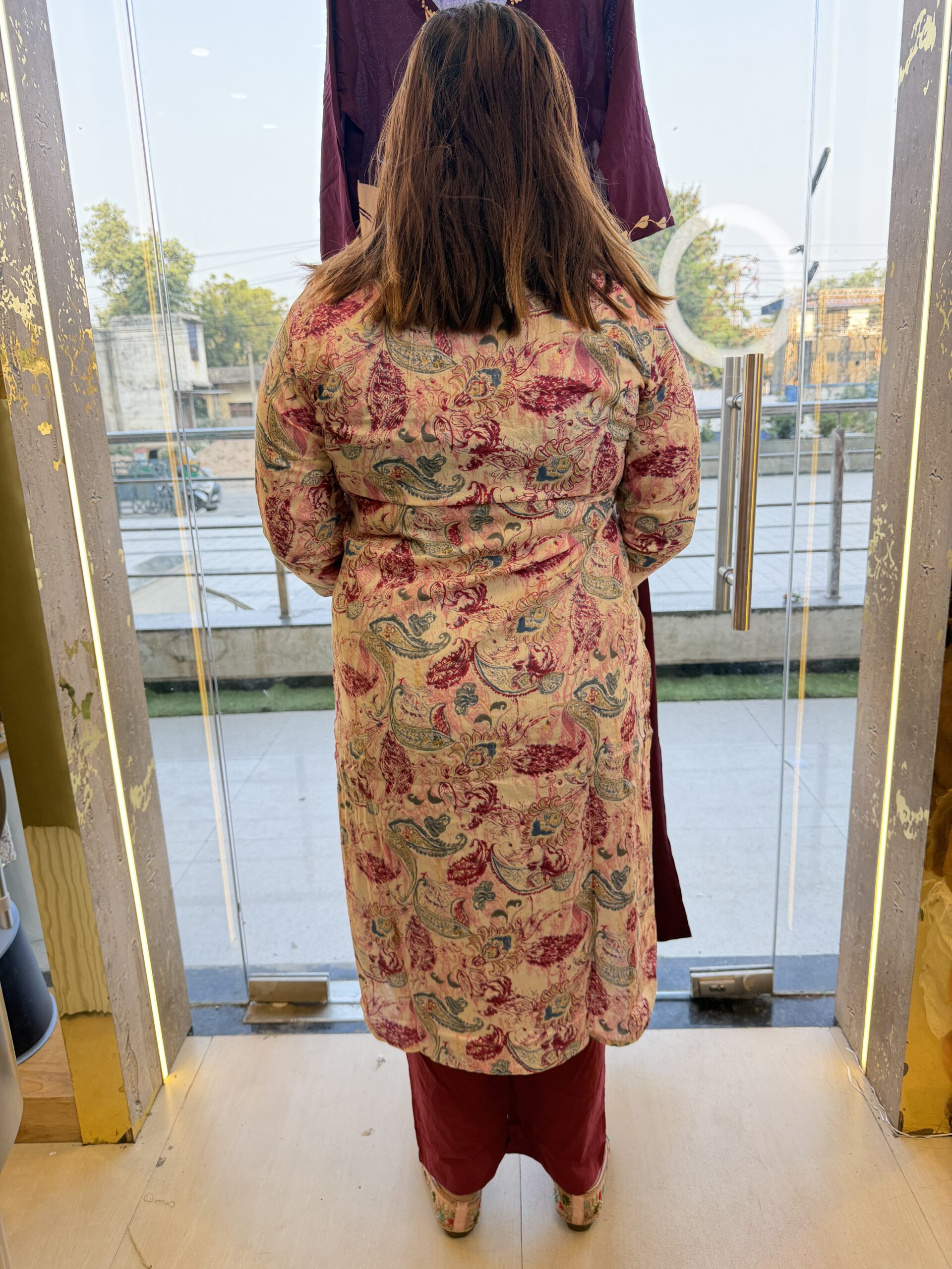 Pure Cotton Preamium Mehroon Colour Kurti Paints Set 2Piece (57) - Image 3