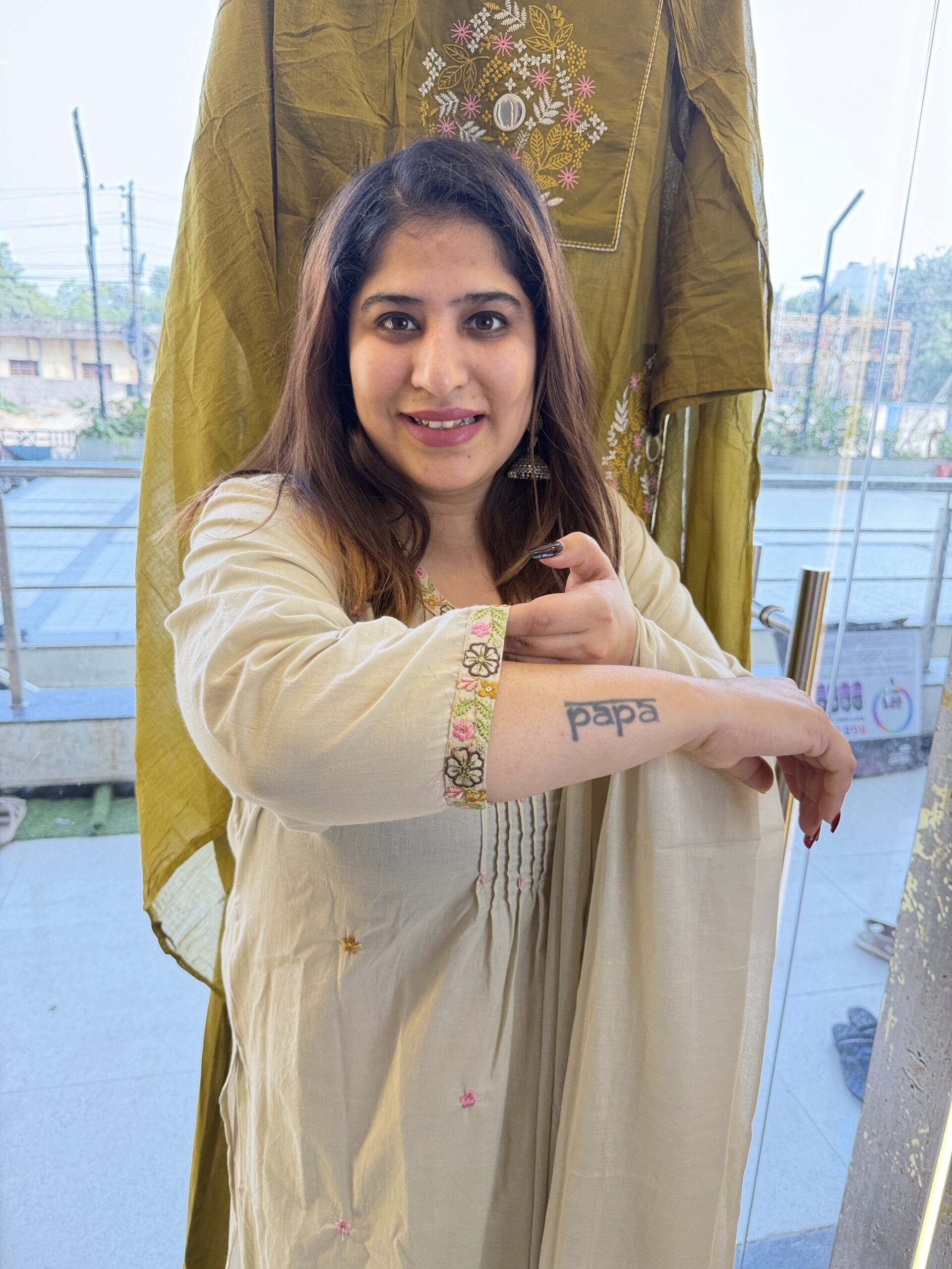 Pure Cotton Beach Colour Kurti Paints Set 3Piece (72)