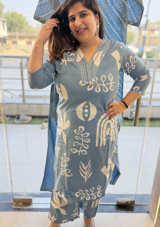 Pure Cotton Printed Kurti Paints Set 2Piece (54)