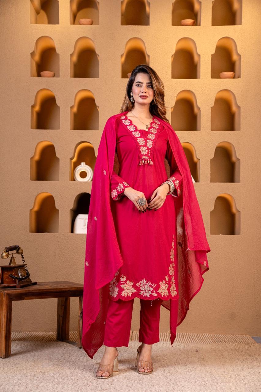 Pure Cotton Kurti Paints Set 3Piece (77) - Image 3