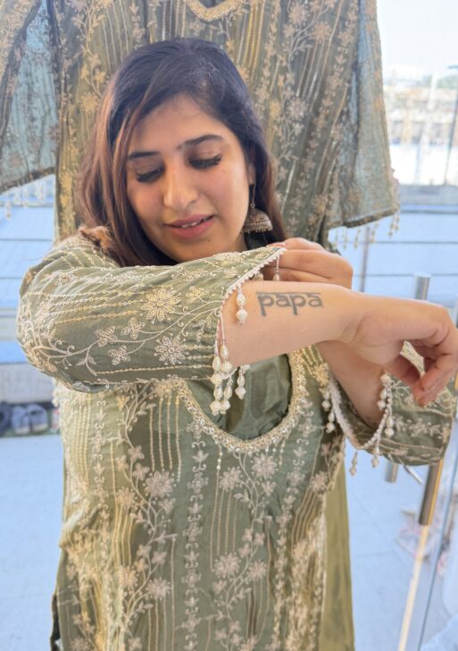 Pure Silk Olive Green Colour 2 Piece Party Wear (83)