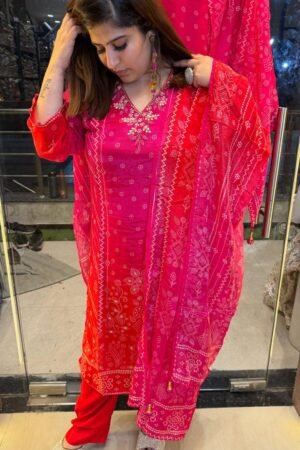 Bandhej Crep 3 Piece Dupata Set (87)