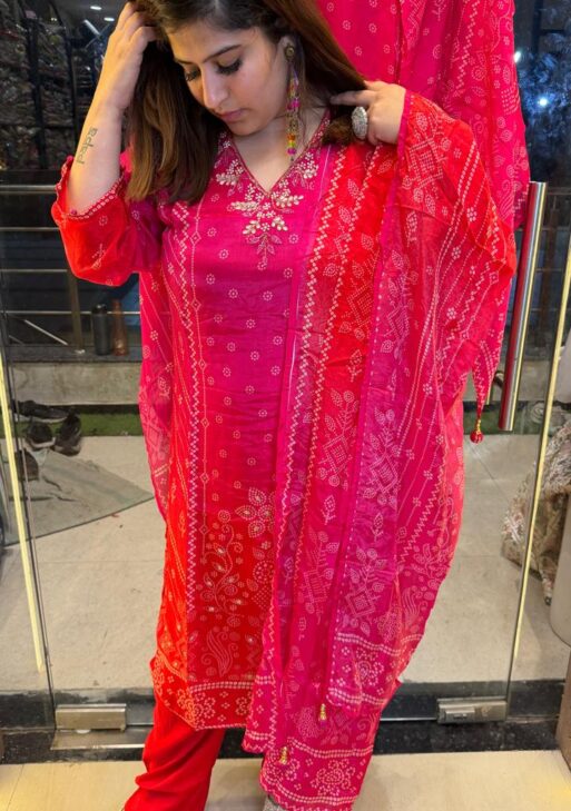 Bandhej Crep 3 Piece Dupata Set (87)