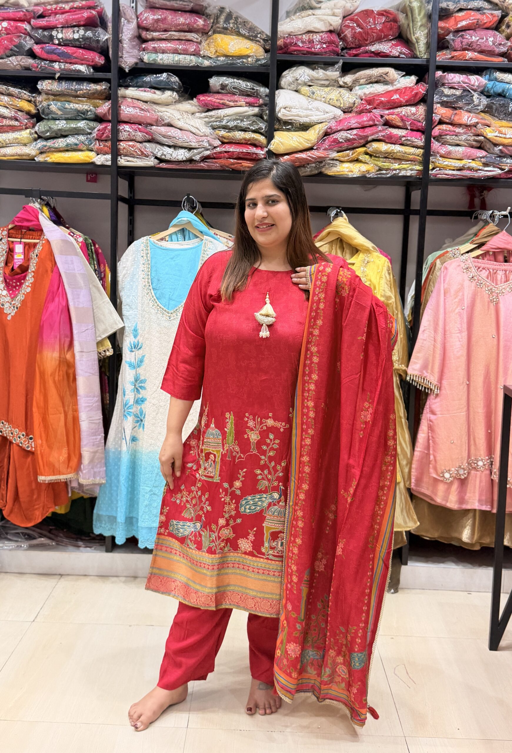 Heavy Crepe Straight Suit – Elegant Party Wear Collection - Image 1