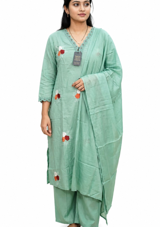 SheWill Kurta Set for Women Chanderi Foil Printed Kurta Set with Pant Set