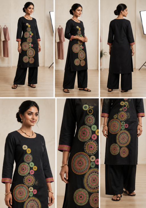 Women's Designer Mustard Embroidered 2-Piece Kurta Set
