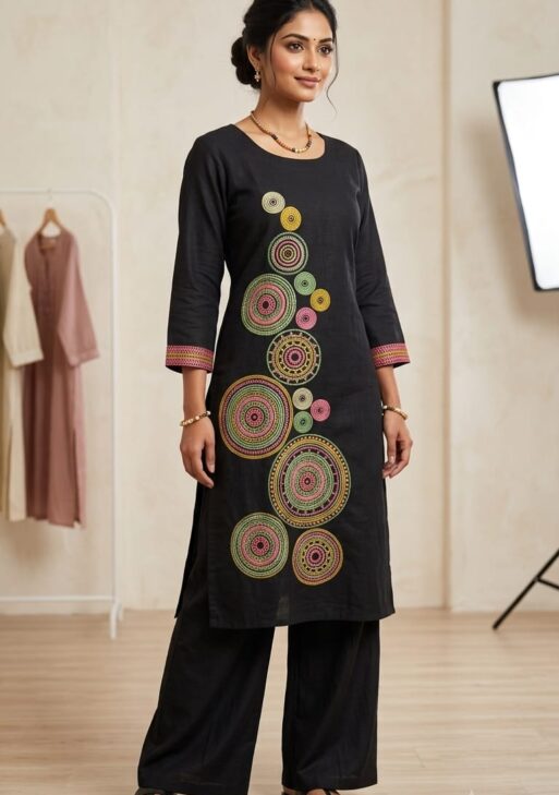 Women's Designer Mustard Embroidered 2-Piece Kurta Set