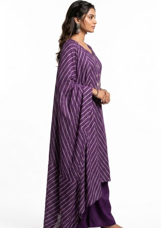 Women's Purple Cotton Straight Kurta