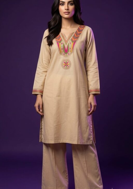 Women's Premium pure cotton Embroidered Kurta Pant Set