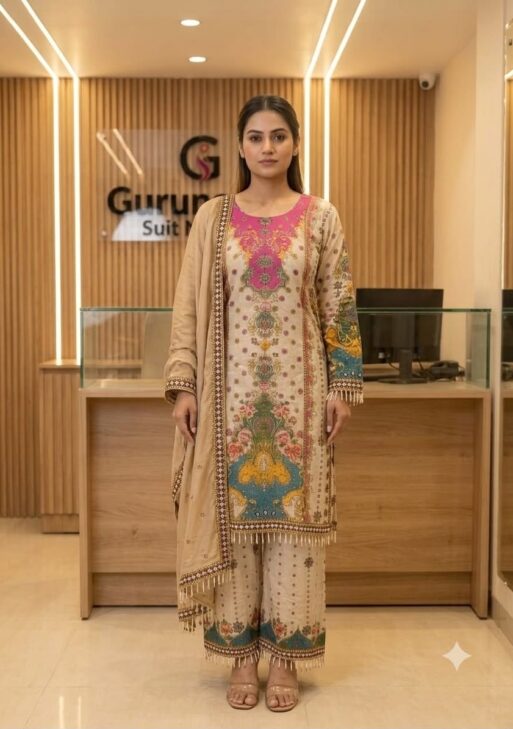 Women's Premium Crepe Digital Printed Kurta Pant with Designer Dupatta Set