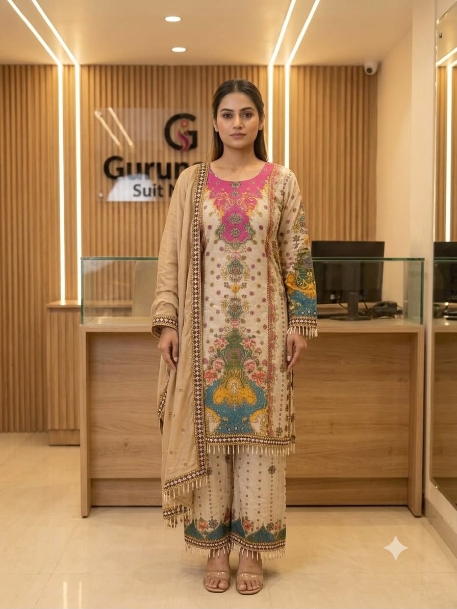 Women's Premium Crepe Digital Printed Kurta Pant with Designer Dupatta Set
