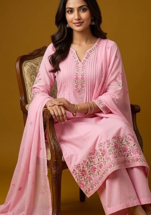 Premium Cotton Embroidered Suit Set