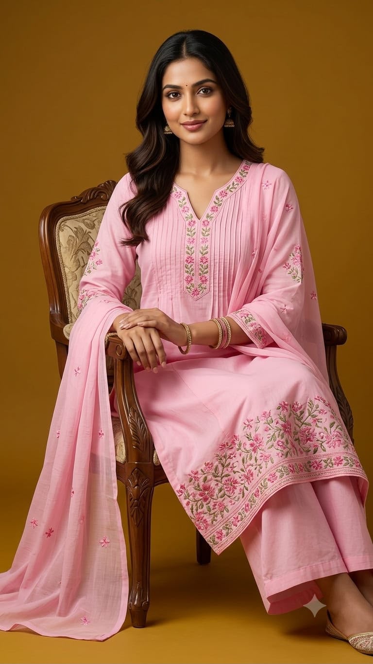 Premium Cotton Embroidered Suit Set - Image 1