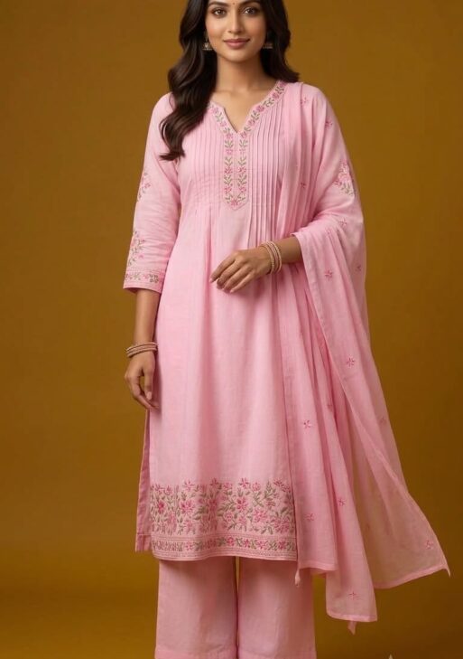 Premium Cotton Embroidered Suit Set