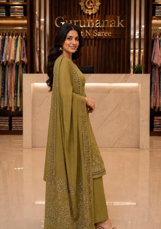 Women's Premium Pure Cotton Embroidered Kurta Pant with Dupatta Set