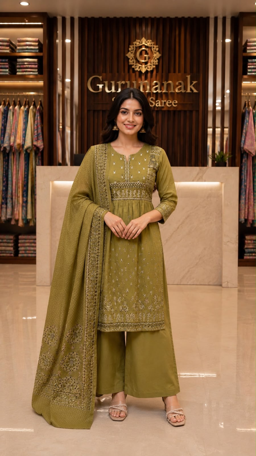 Women's Premium Pure Cotton Embroidered Kurta Pant with Dupatta Set