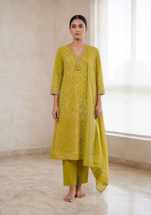 Women's Cotton Printed Kurta Pant & Dupatta Set