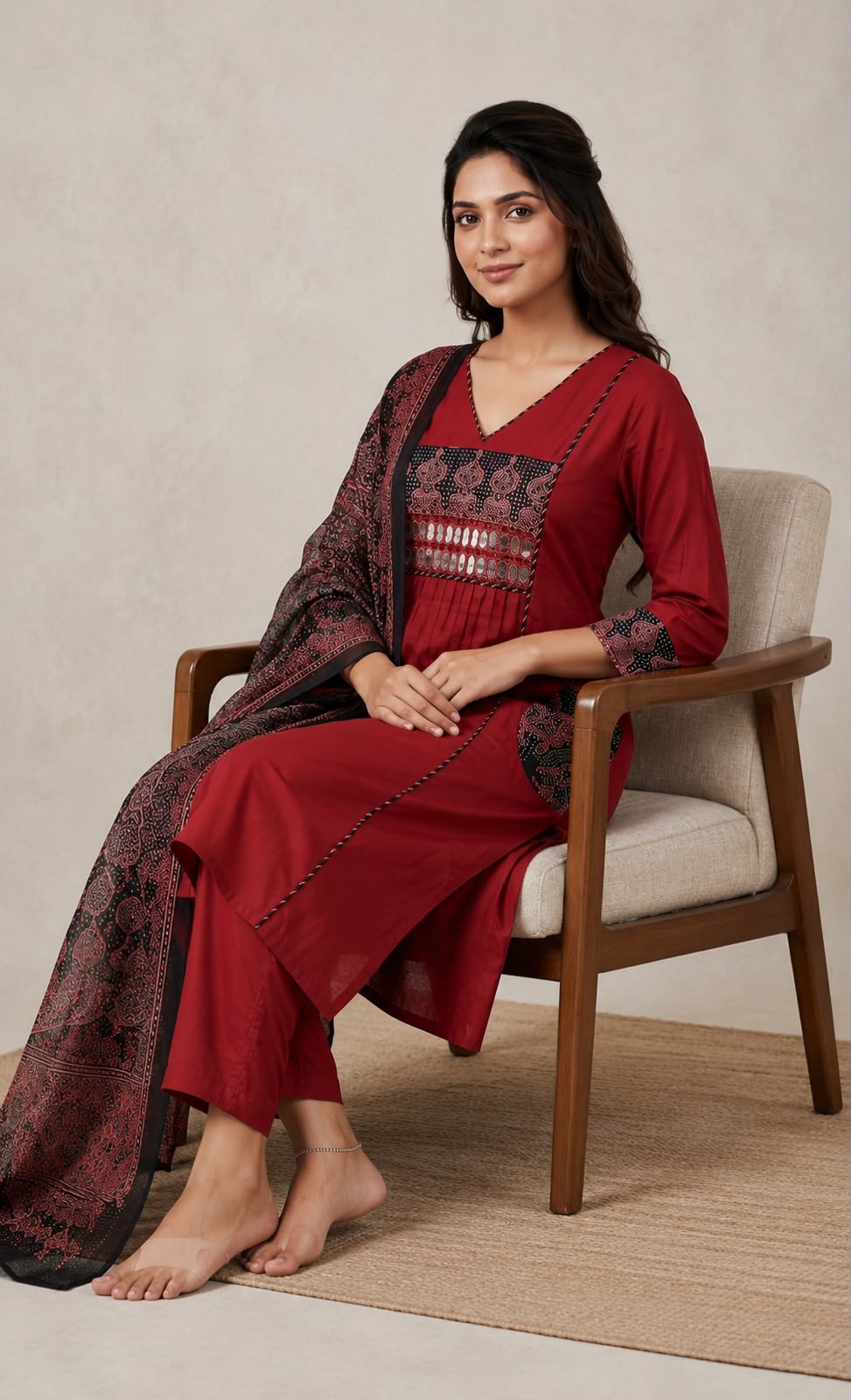 Women's Pure Cotton Printed Kurta Pant with Dupatta Set - Image 3